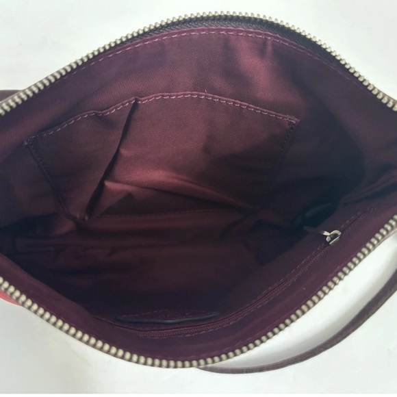 Fossil crossbody shoulderbag Leather Patchwork Burgundy Purse Organizer - Picture 10 of 11